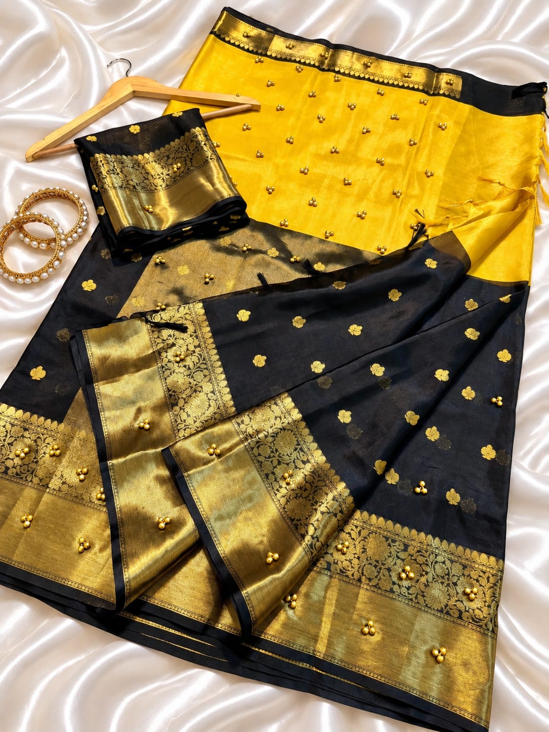 Banarasi katan tissue half half budget saree