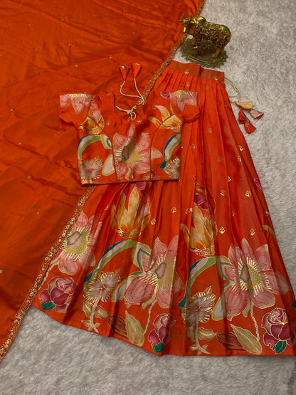 Position folk silk royal look lehengas