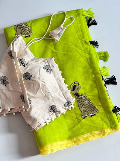 Cotton Dance saree with stitched blouse