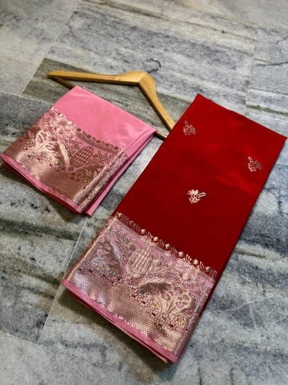 Banarasi katan top colours soft fab sarees