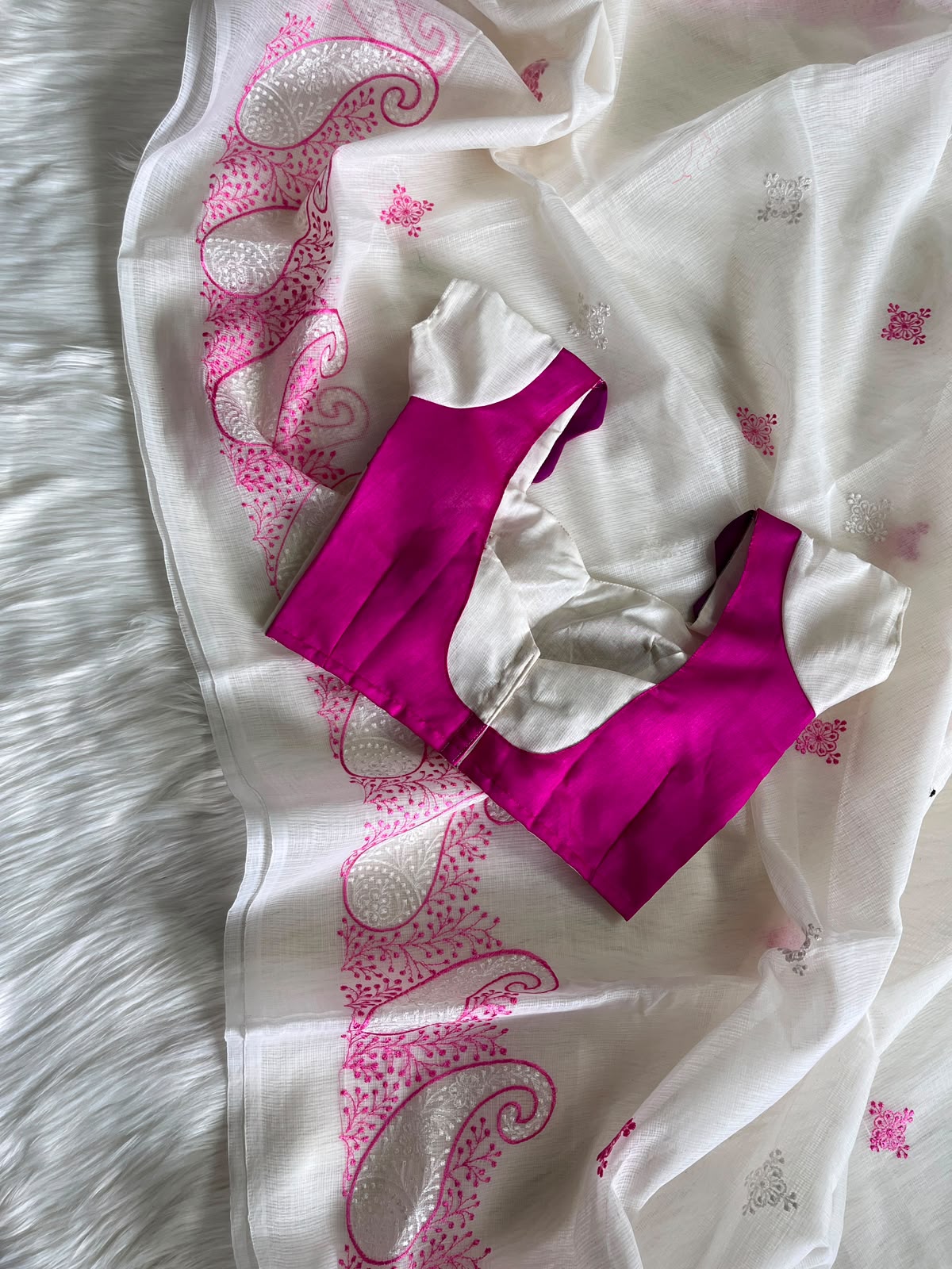 Trending Kota Doriya saree with stitched Blouse