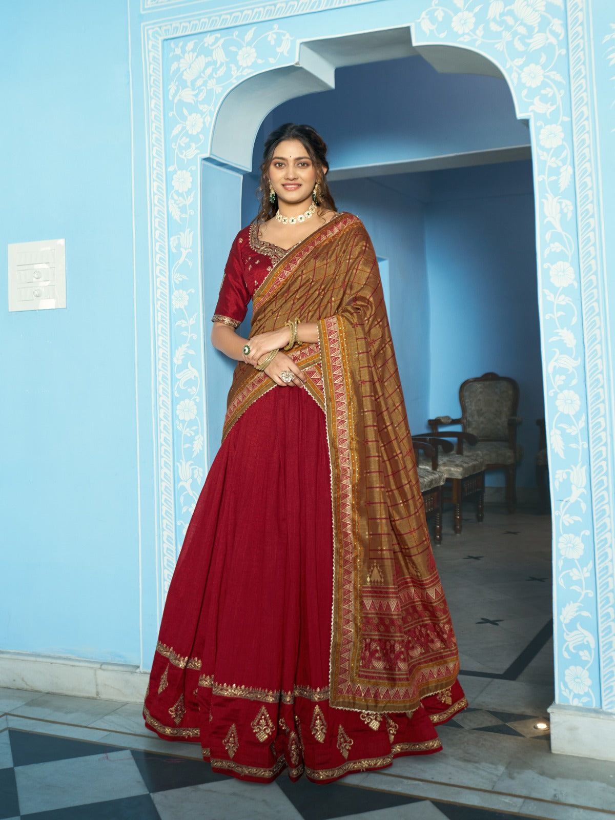 Vichitra silk royal designer lehenga