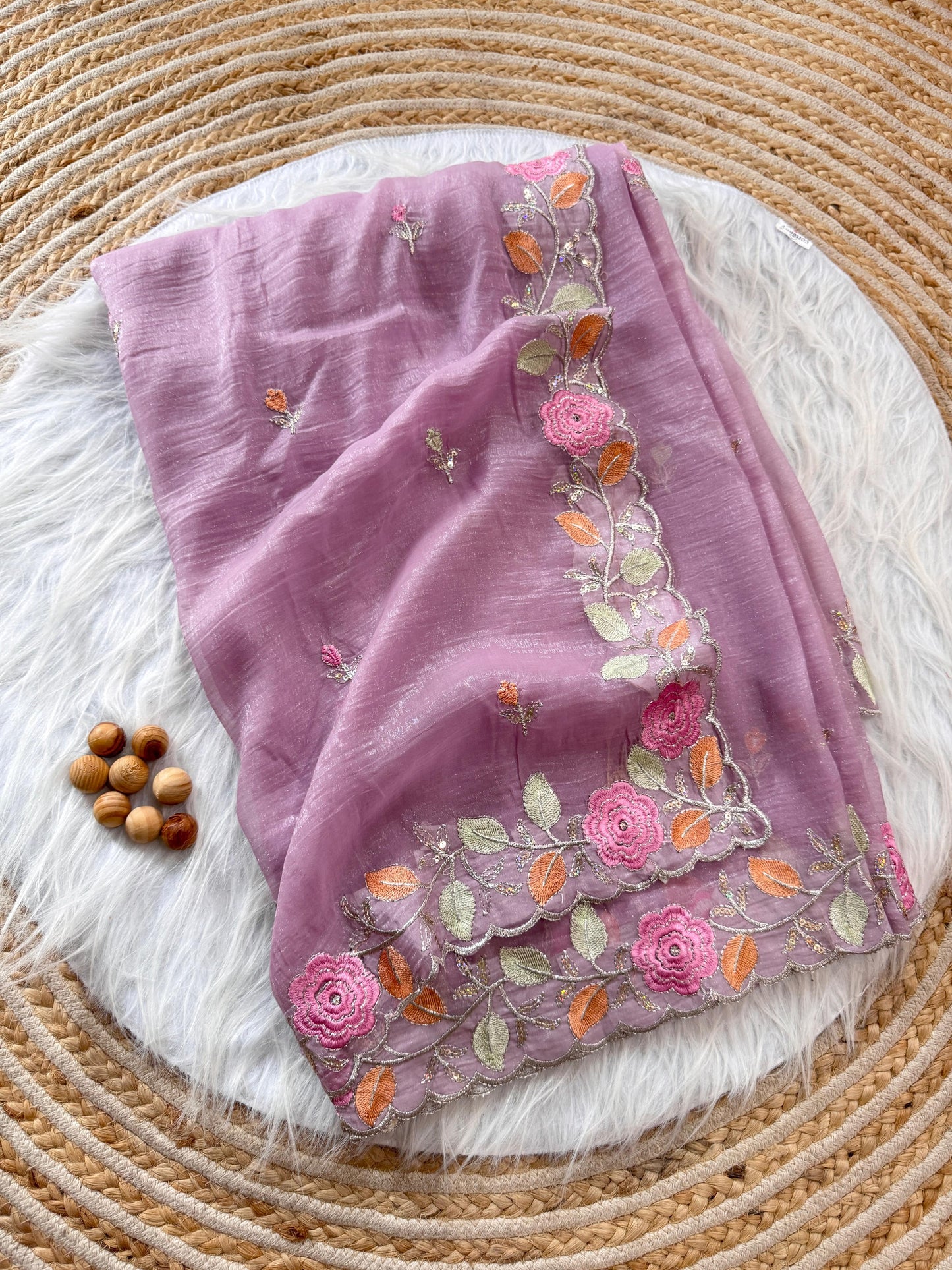 Chiffon floral Embroidery Crush budget sarees
