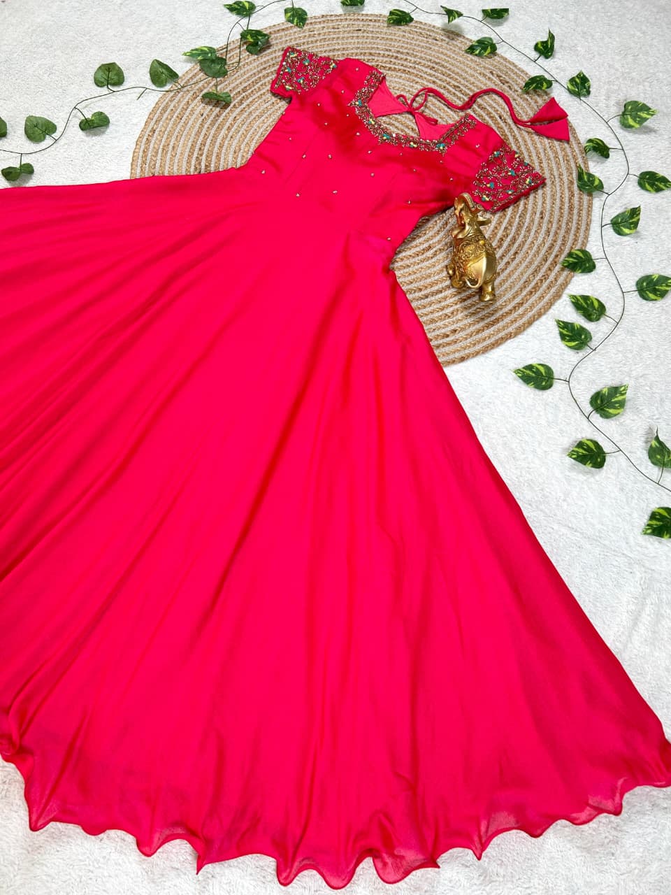 Machine Maggam work gowns with dupatta