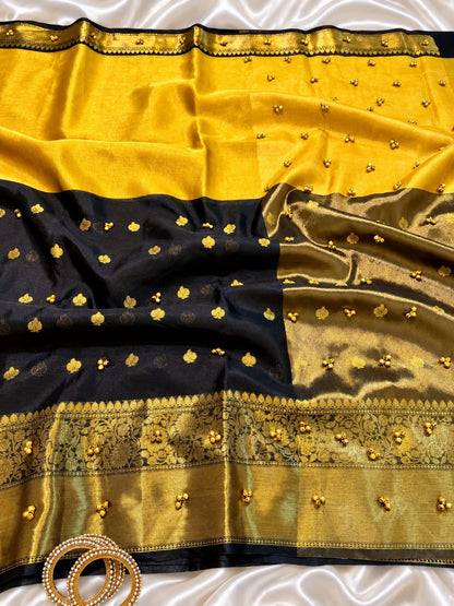 Banarasi katan tissue half half budget saree