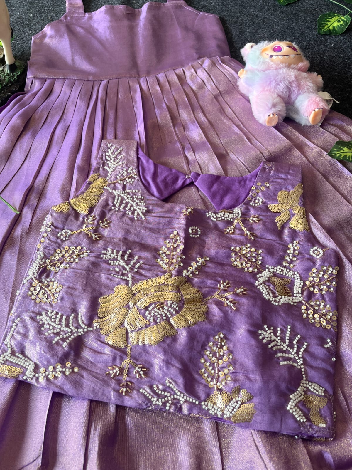 Kids tissue frock with coat model 2 in one