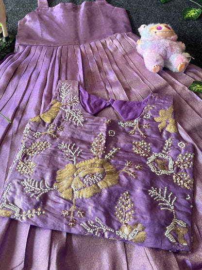 Kids tissue frock with coat model 2 in one