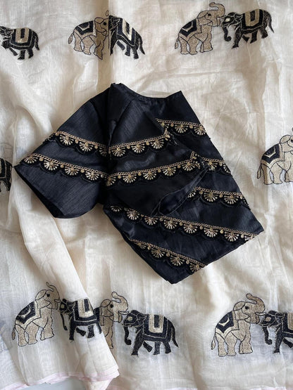 Chanderi cotton saree with stitched Blouse