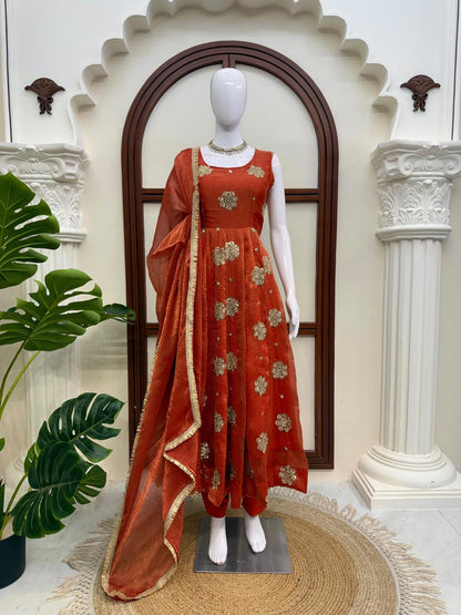 Effortless charm anarkali 3 pieces set