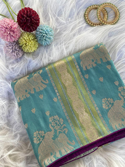 Semi  pattu Kanchipuram Dola silk weaving Sarees