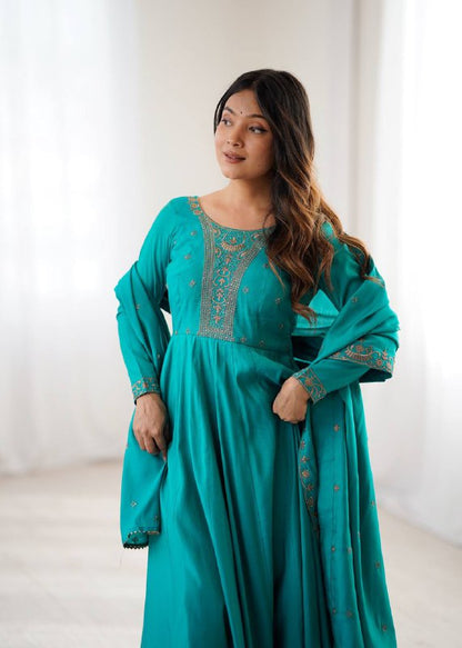 Wedding special Anarkali  Chanderi silk