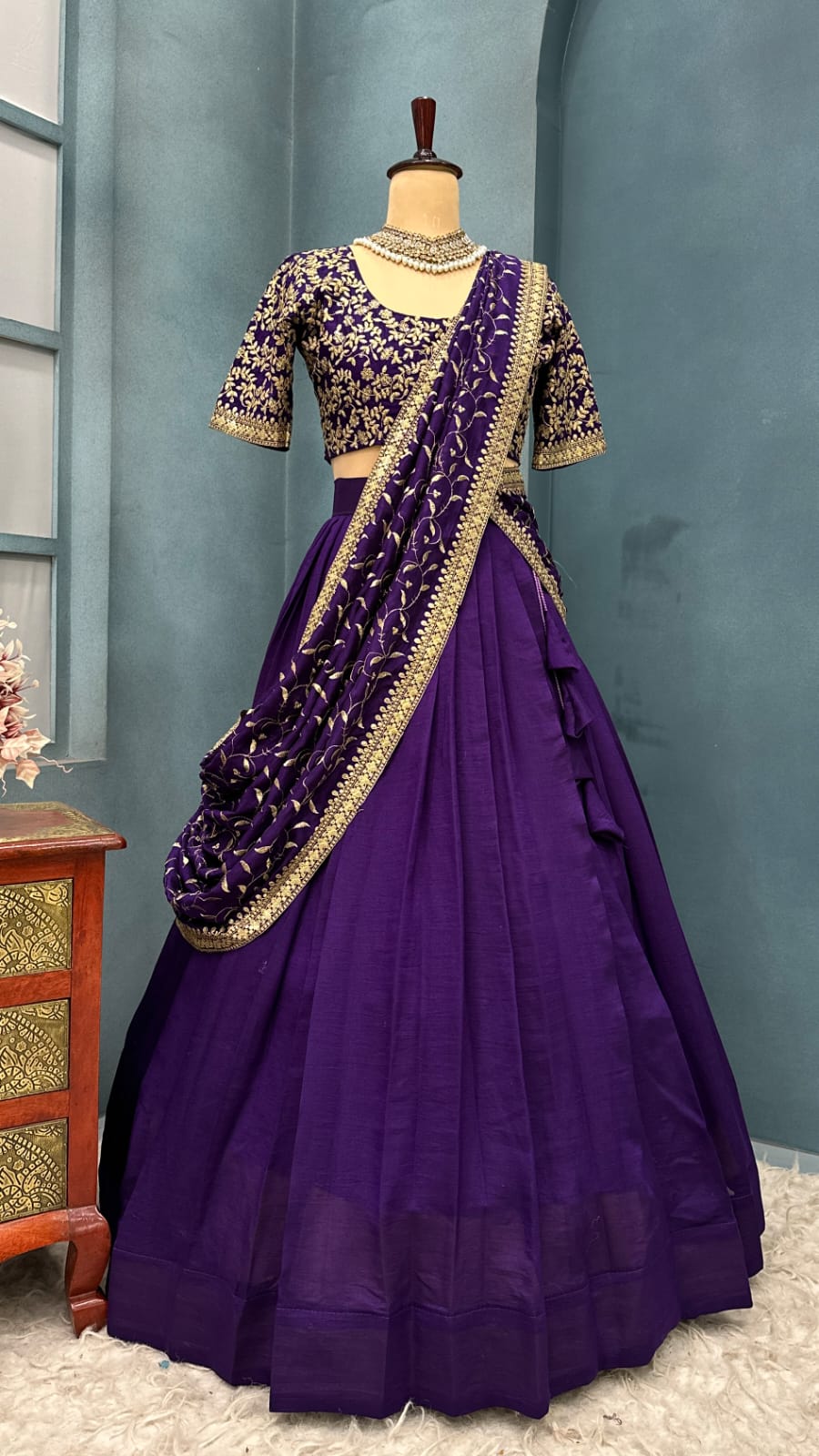 Vichitra silk Designer lehenga