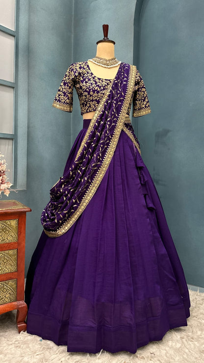 Vichitra silk Designer lehenga