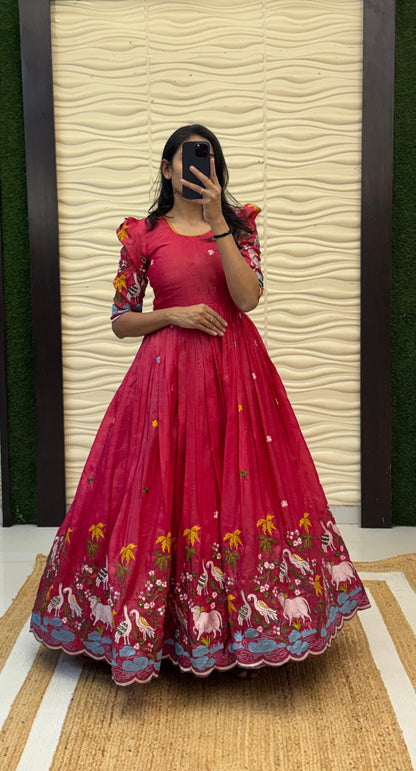 Soft crush pichwai classic gowns