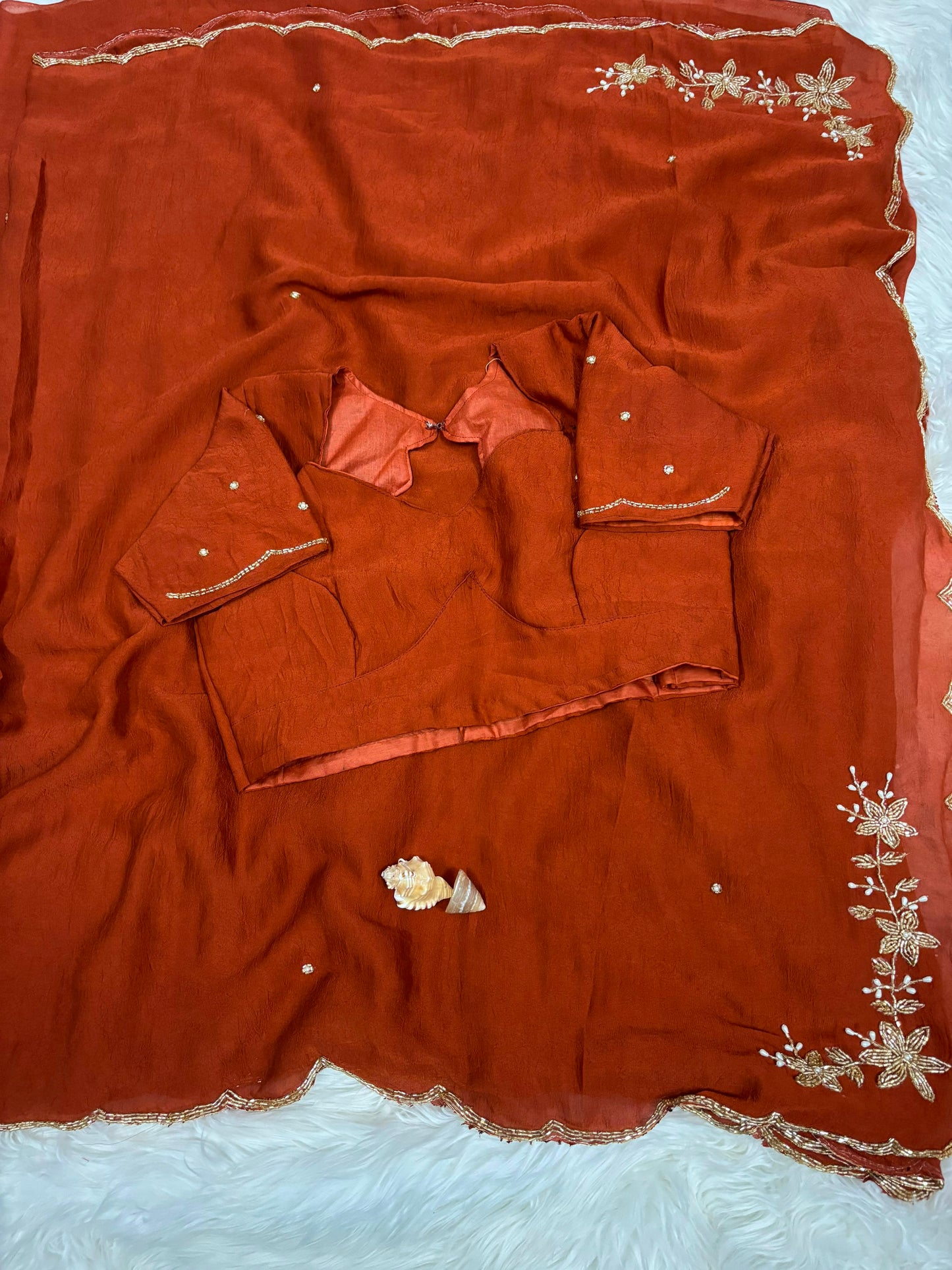 Soft Trend rangoli crush saree with  stitched blouse