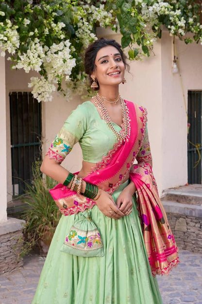 Vichitra Silk Kalmkari print Lehengas