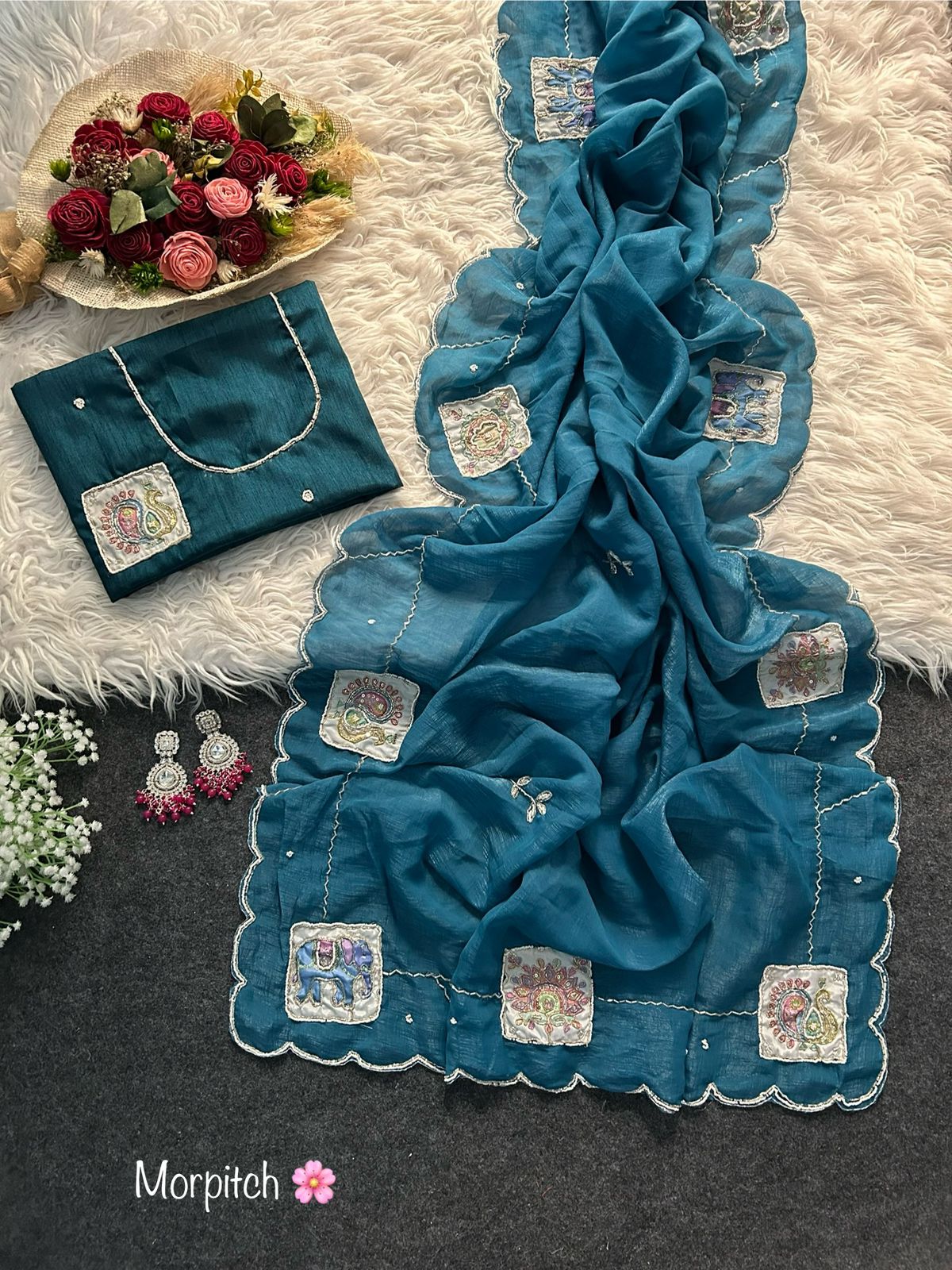 Moti Cutdana  Desginer Trendy Saree