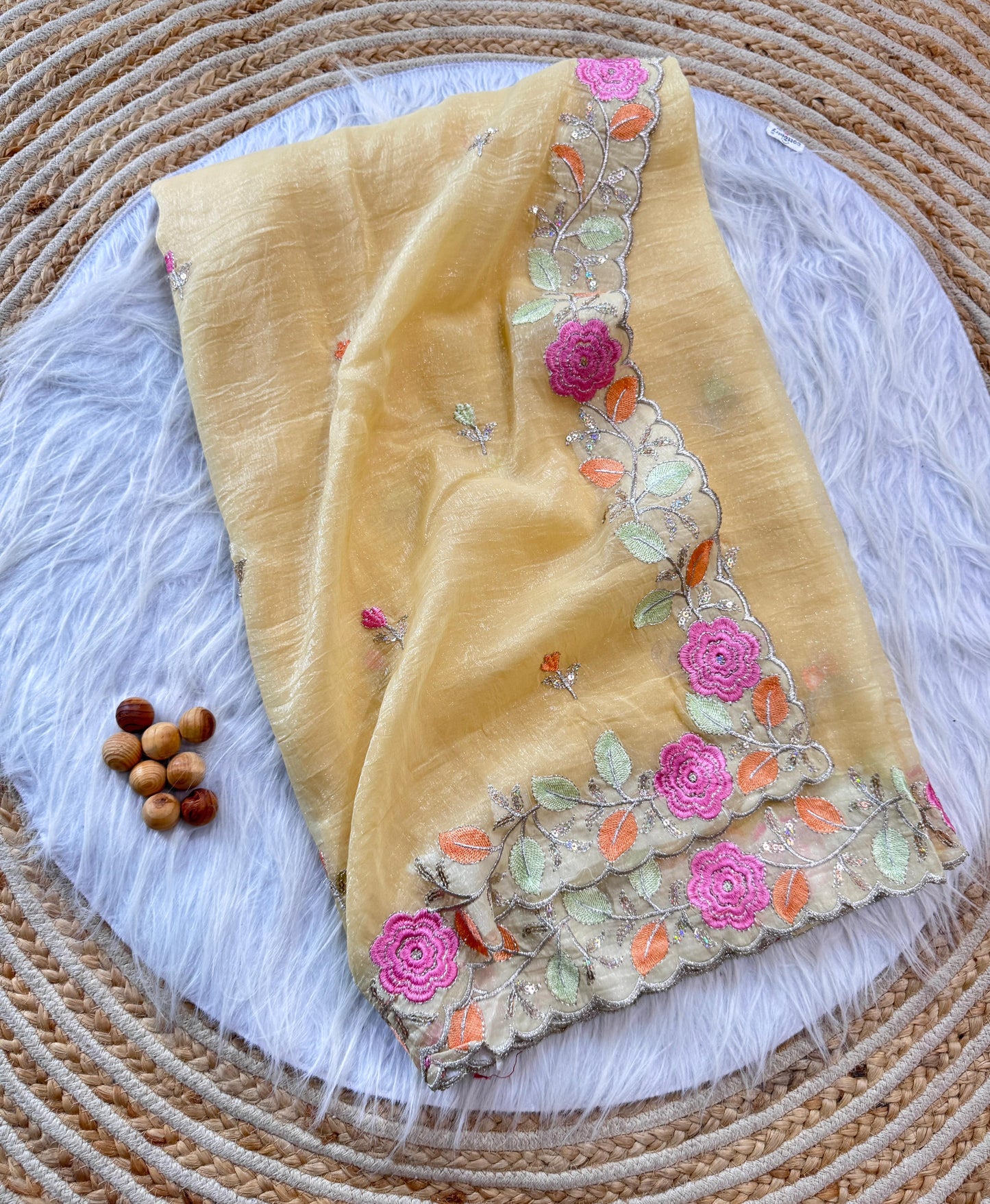 Chiffon floral Embroidery Crush budget sarees