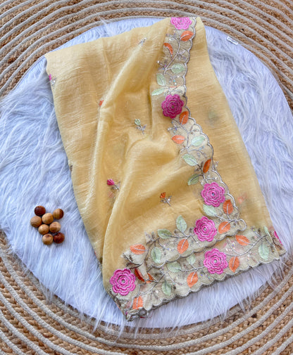 Chiffon floral Embroidery Crush budget sarees