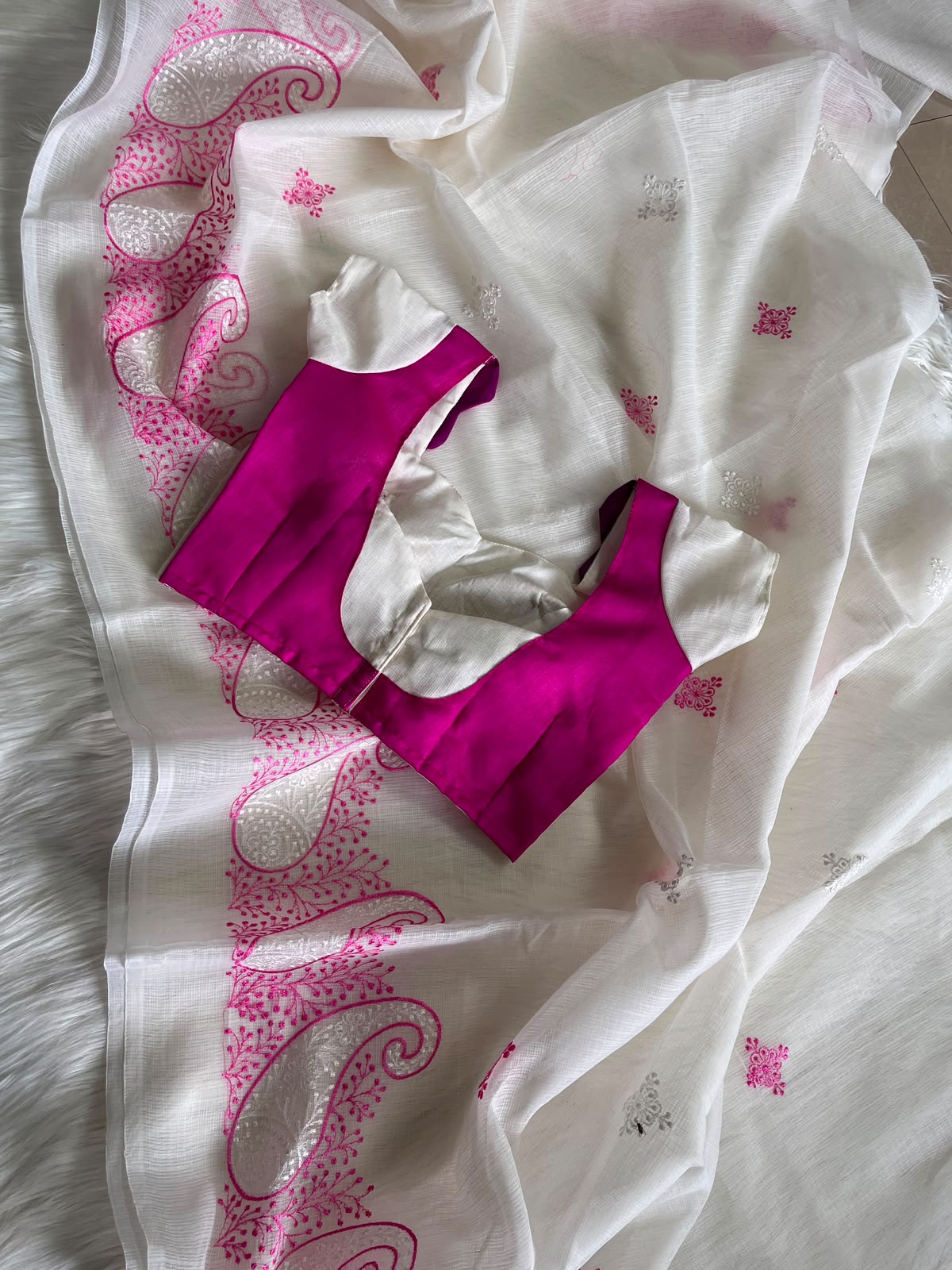 Trending Kota Doriya saree with stitched Blouse