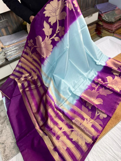 Semi pattu style paper soft Banarasi’s flower sarees