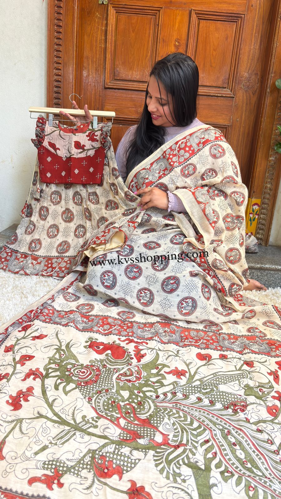 Kids fusion style mom and daughter combo Kalamkari cute set