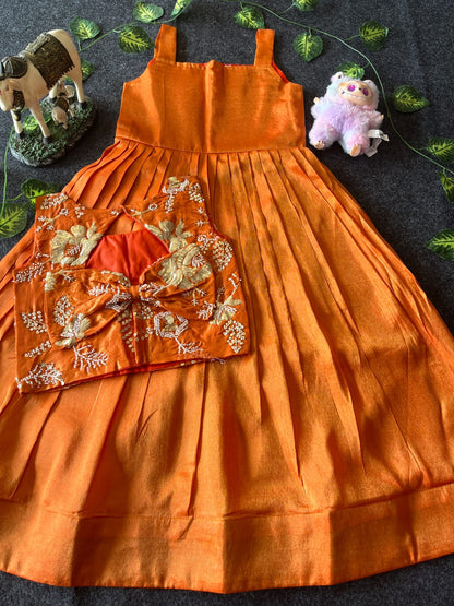 Kids tissue frock with coat model 2 in one