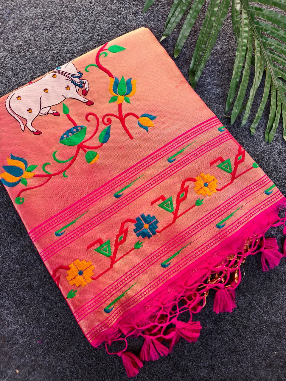 Budget Tussar Paithani weaving sarees
