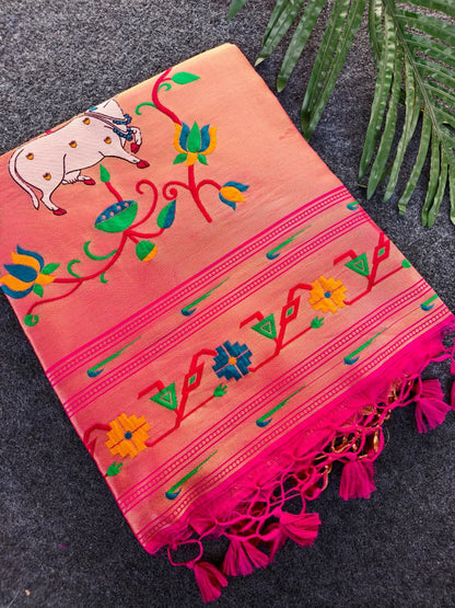 Budget Tussar Paithani weaving sarees