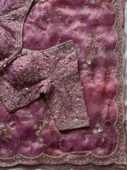 Premium luxe  cocktail handwork saree with stitched blouse
