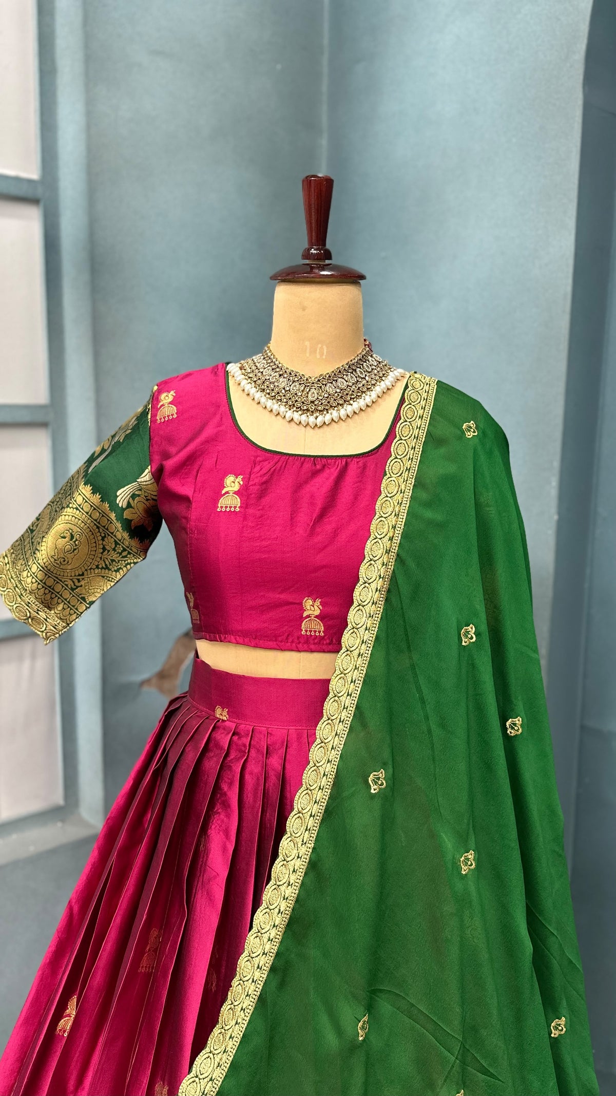 Jhumka Kanjivaram designer lehenga set
