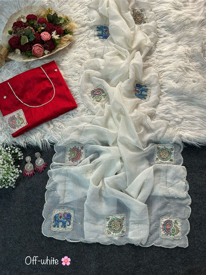 Moti Cutdana  Desginer Trendy Saree