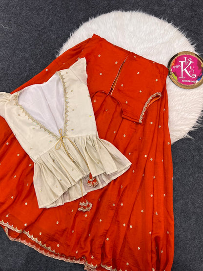 Cafe 2 in one Designer vichitra silk gown