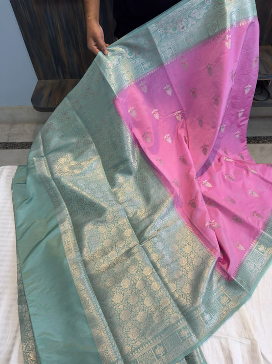 Banarasi  dybl Crystal Katan soft silk saree