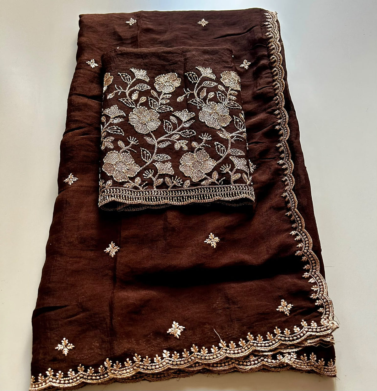 Budget chocolate gold Cara’s bitty saree