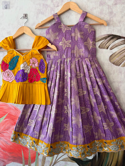Floral cute Gown with Maggam Work Coat❤️