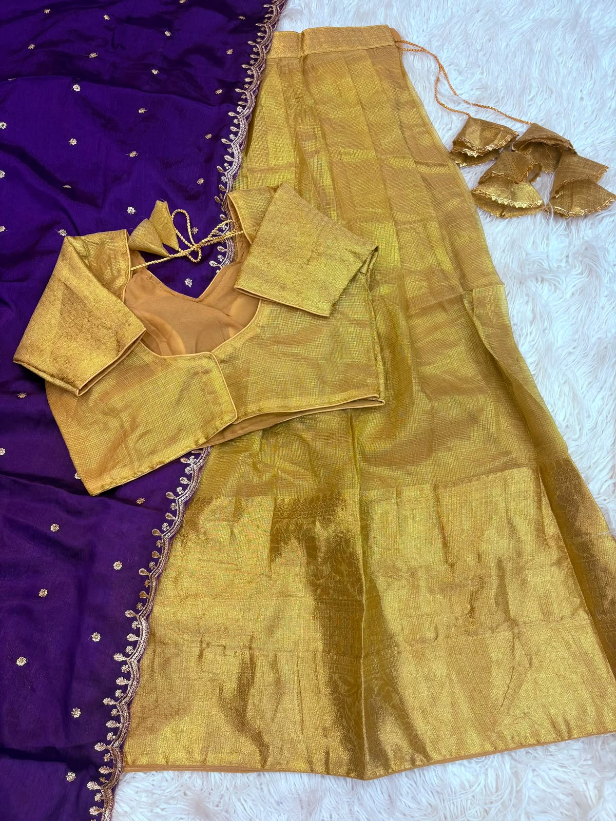 Golden Kanchipuram Designer Lehenga