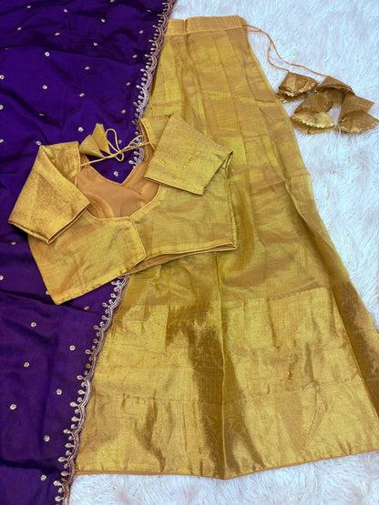 Golden Kanchipuram Designer Lehenga