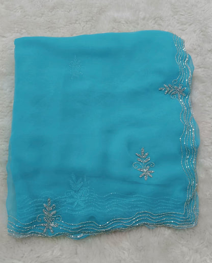 Georgette fancy kardhana trending work sarees