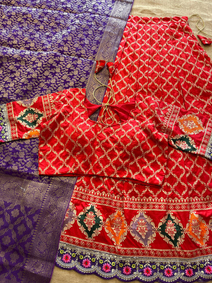 Silk Lehenga with stiched blouse
