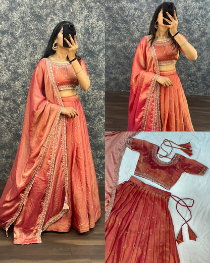 Sankranthi special Tisuue silk Lehengas