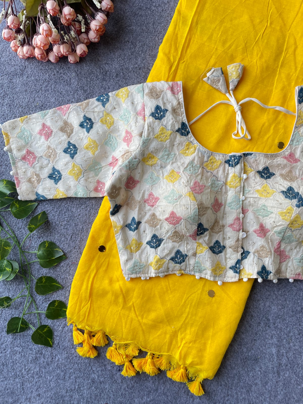 Khadi Cotton with stitched blouse