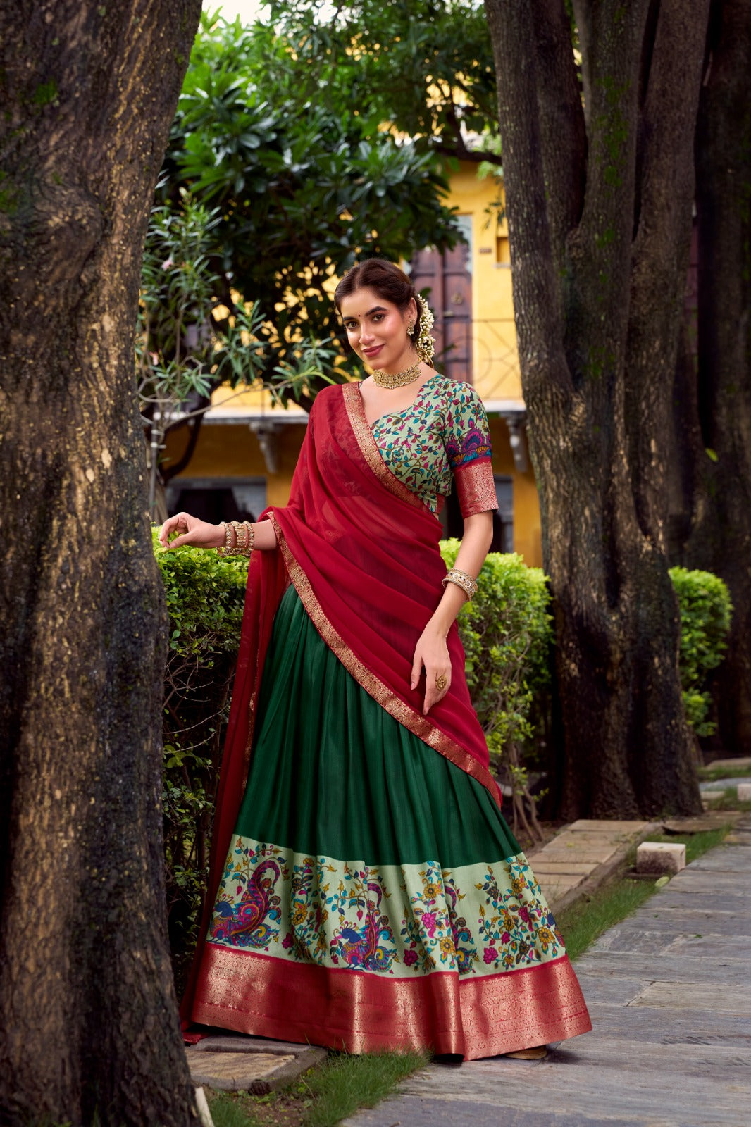 Kalmkari Tradition Weaving Lehenags