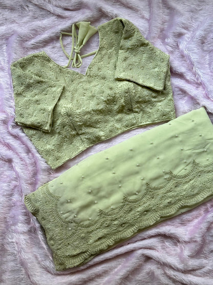 Samantha mam inspired pastel green soft georgette trendy saree