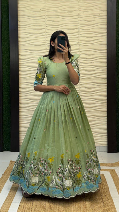 Soft crush pichwai classic gowns