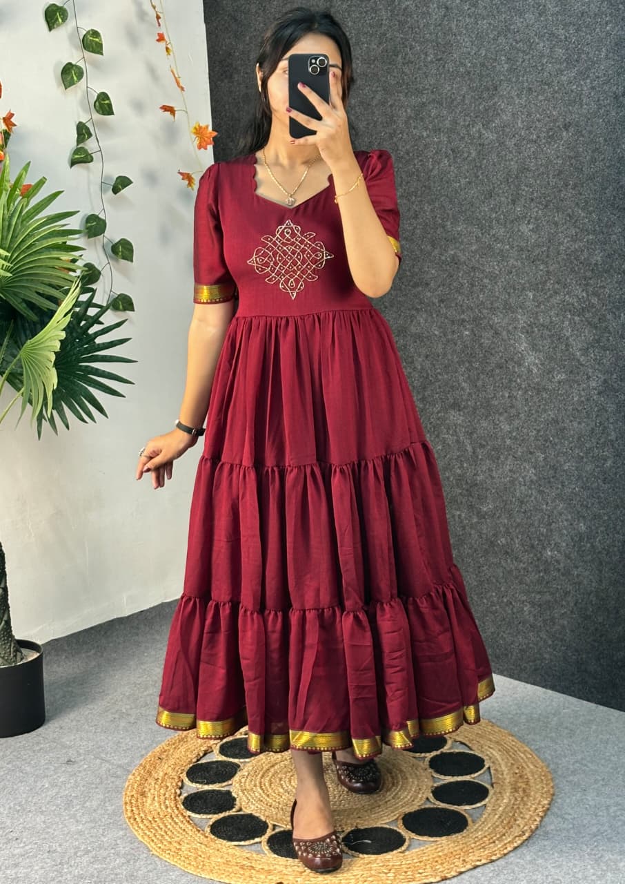Café blooming vichitra silk gowns