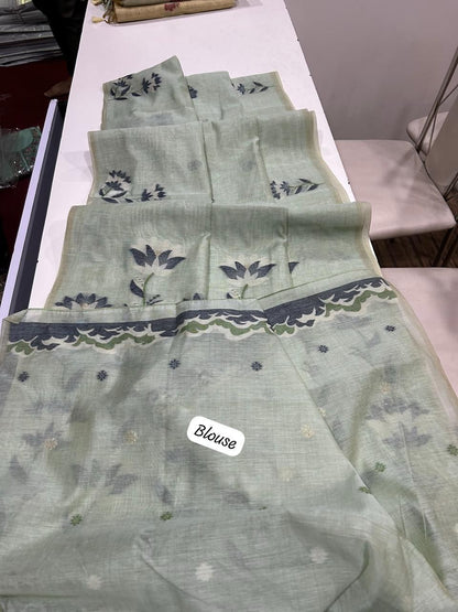 Munga Jamdani  Cotton Classic Resham Budget saree
