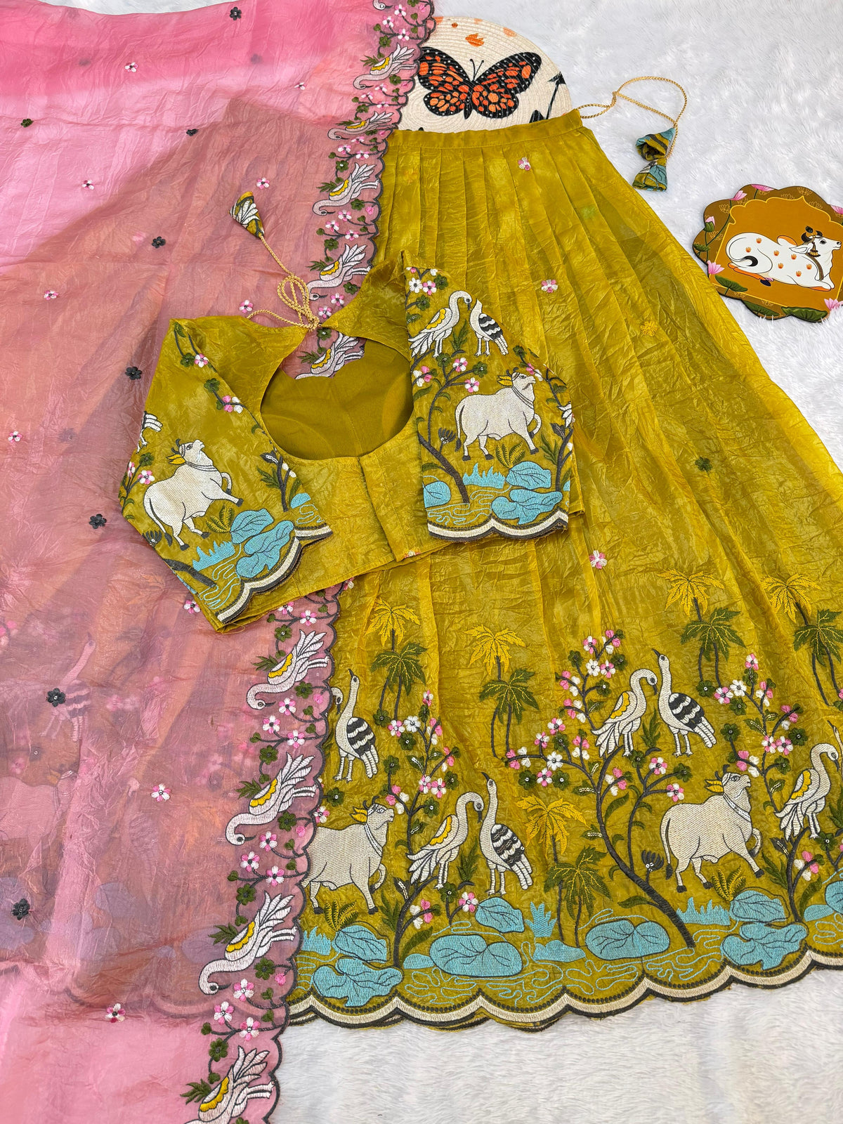 Gold crush pichwai work designer lehenga