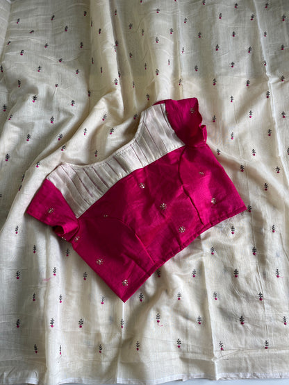 Chanderi saree with Designer stitched blouse