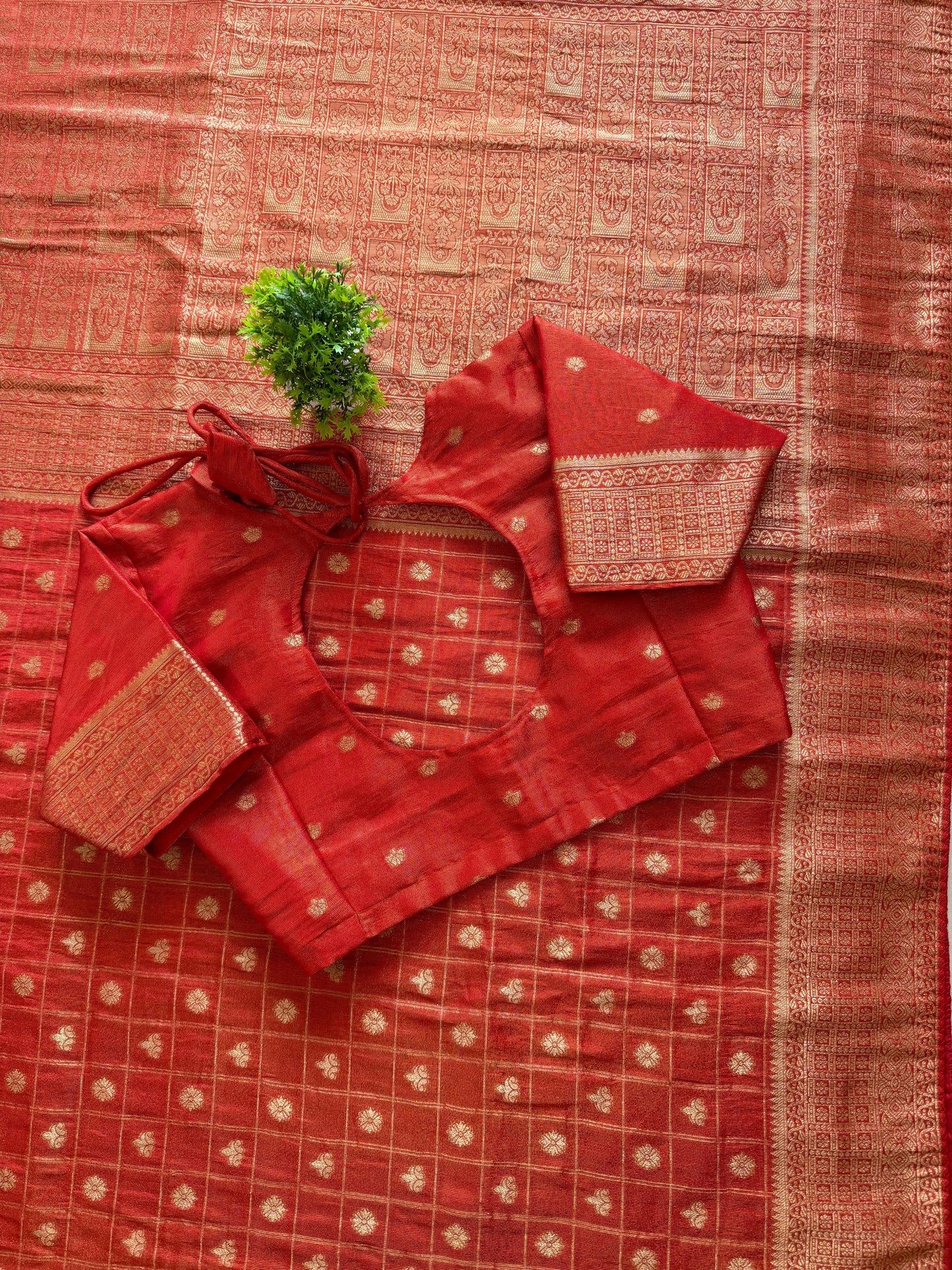 Pure Soft Banarasi Khadi Zari Crushed Silk
Saree with stitched blouse